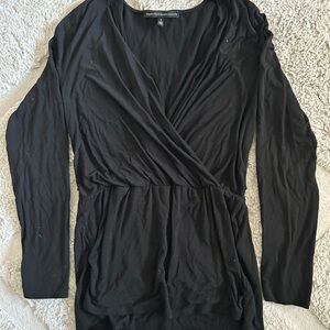 White House Black Market Black Long Sleeve Wrap Top Blouse Women’s Small